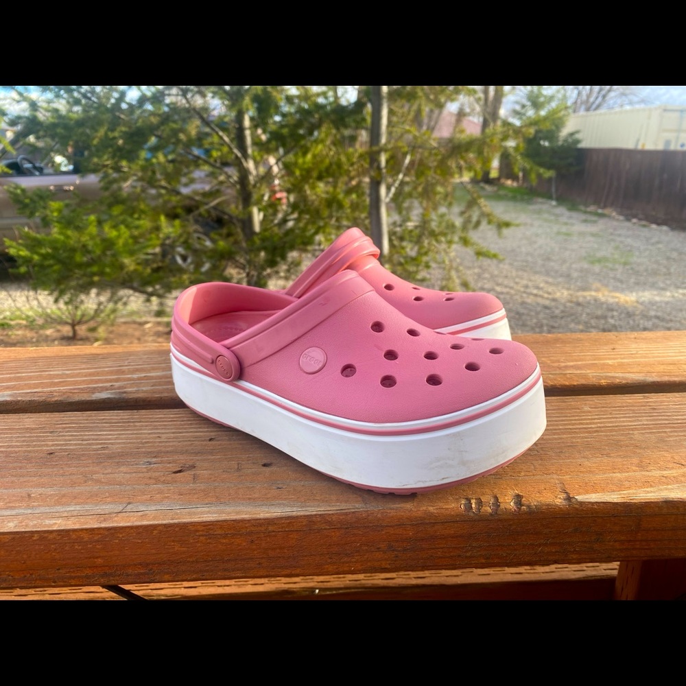 Pink platform crocs - size 7